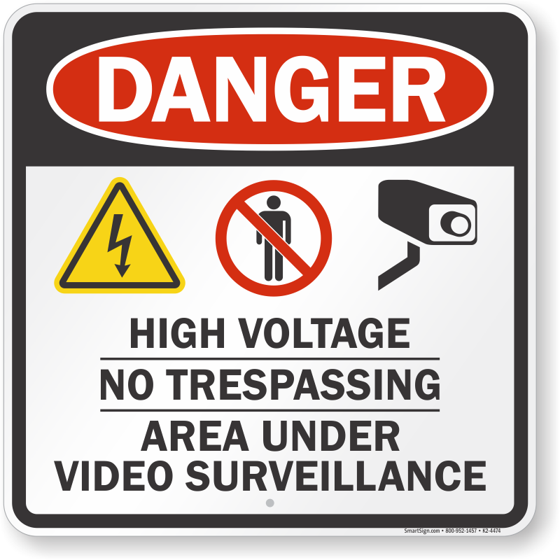 High Voltage No Trespassing Video Surveillance Sign Sku
