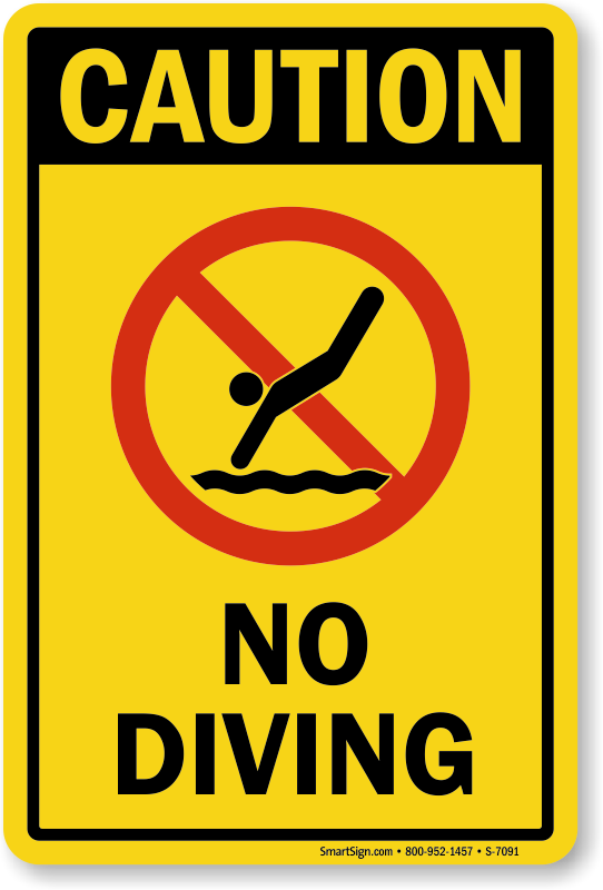 No Diving Signs Diving Rules Signs 