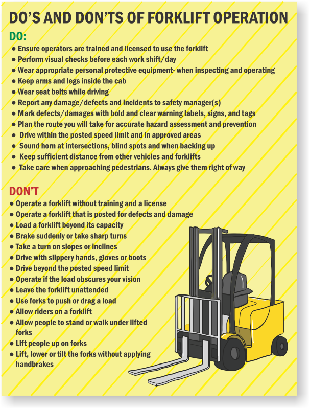 Forklift Inspection Signs Health And Safety Poster Workplace Safety