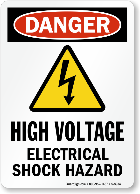 High Voltage Electrical Shock Hazard With Symbol Sign Sku S