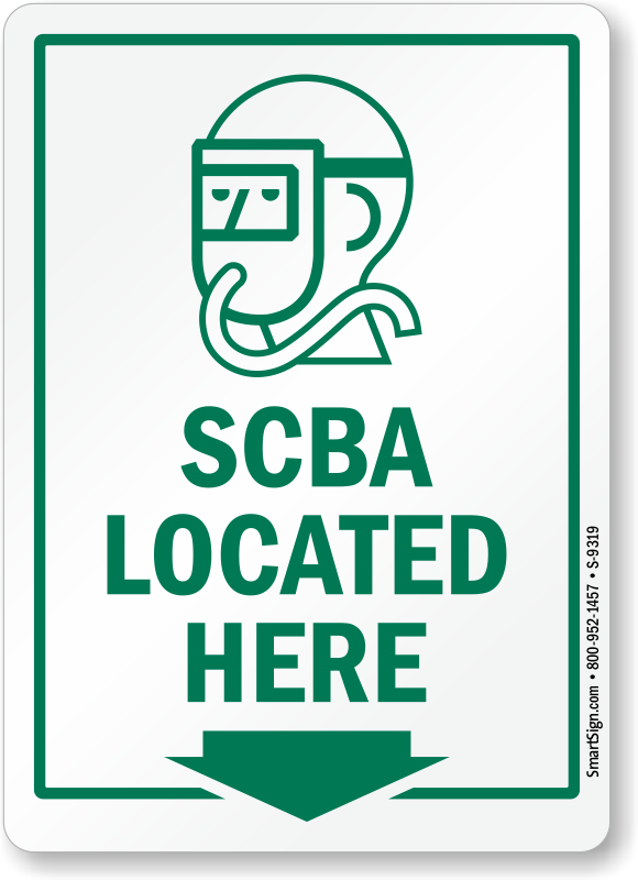 SCBA Located Here Sign - Self-Contained Breathing Apparatus, SKU: S