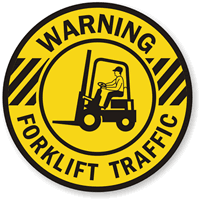 Circular Forklift Traffic Warning Adhesive Vinyl Floor Sign, Sku: Sf 