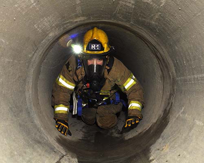 Man working in confined space