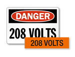 208 Volts Labels