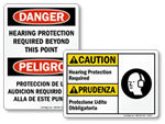 Bilingual Hearing Protection Signs