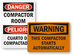 Compactor Safety Signs