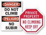 Do Not Climb Signs