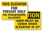 Freight Elevator Signs