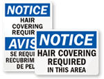 Hair Covering Required Signs
