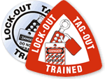 Lock Out Tag Out Trained   Hard Hat Labels
