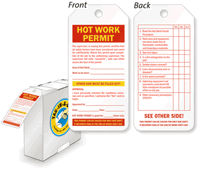 Hot Work Tags | Hot Work Permit Tags in a handy dispenser box