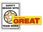 Safety Begins With Teamwork Safety Sign, SKU: S-7309 - MySafetySign.com