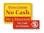 No Cash Signs