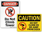 No Climbing Signs