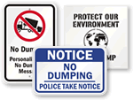Big No Dumping Signs