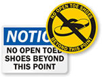 No Open Toed Shoes Signs