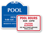 Pool Hours Signs