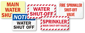 Water Shut Off Signs and Water Valve Signs