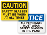 Wear Eye Protection Signs