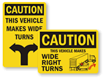 Wide Turn Signs & Labels