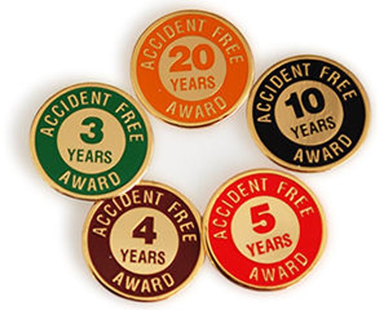 Safety award pins accident free award pins