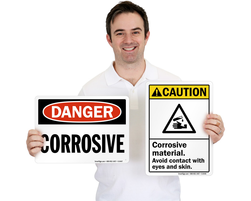 Danger Corrosive Materials Safety Sticker – OSHA D679 Compliant, Clear Decal For Workplace-1034427