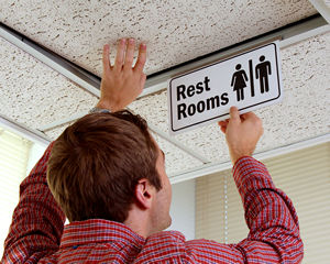 Projecting Bathroom Signs