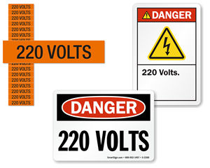 220 Volts Labels