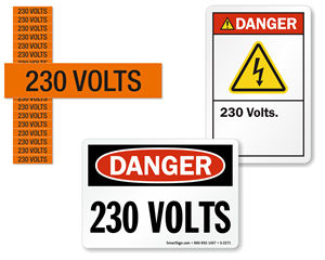 230 Volts Labels