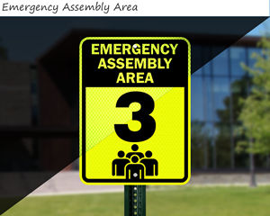 Emergency assembly area sign