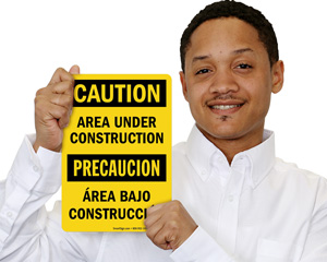 Bilingual Construction Sign