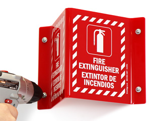 Bilingual Fire Extinguisher Projecting Sign