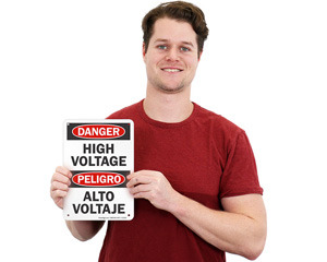 Bilingual High Voltage Signs