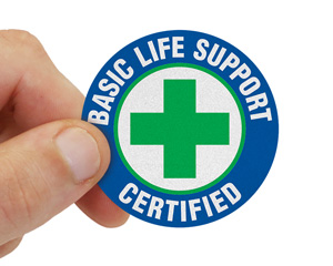 Certified Basic Life Support Hard Hat Decal