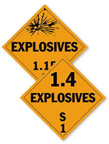 NMC DL130PR25 Explosives 1.1 1 Dot Placard Sign 