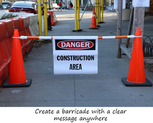 Cone Bar Barricade Signs