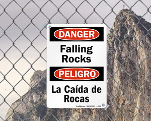 Danger Falling Rocks Sign