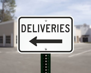 Delivery sign with arrow