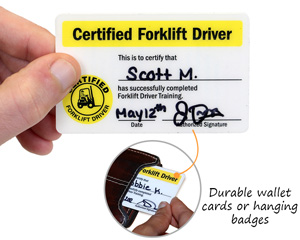 Durable Certified Forklift Driver Wallet Card