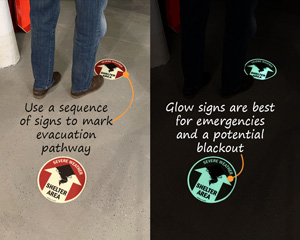 Emergency shelter pathway signs