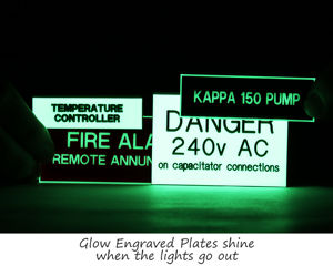 Engraved glow in the dark plates