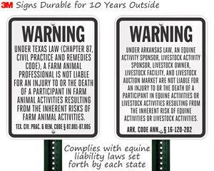 Equine liability signs