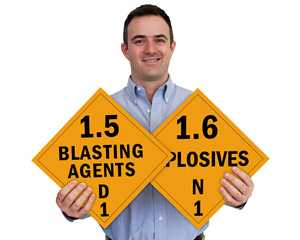 Class 1.5 and 1.6 - Explosive Placards