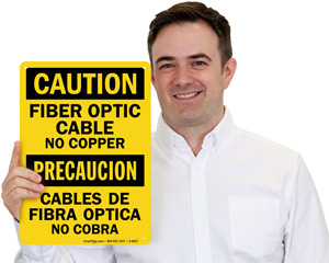 Fiber Optic Cable No Copper Sign