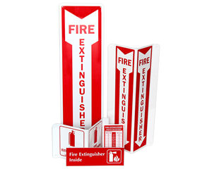 10 signs Vertical 4" x 18" Fire Extinguisher BL109 Arrow Signs R32 firetech 