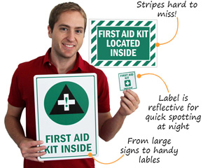 First Aid Kit Inside Sign 7 x 10 National Marker SF47RSafety First Rigid Plastic 