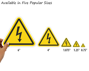  Fivepopular sizes of electrical shock label