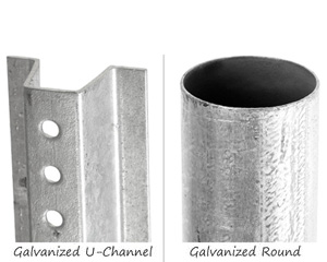 Galvanized U-Channel and Round Metal Sign Posts