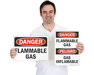 Flammable Gas No Smoking Signs