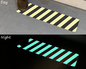 Glow-in-the-Dark Floor Stripped Sign
